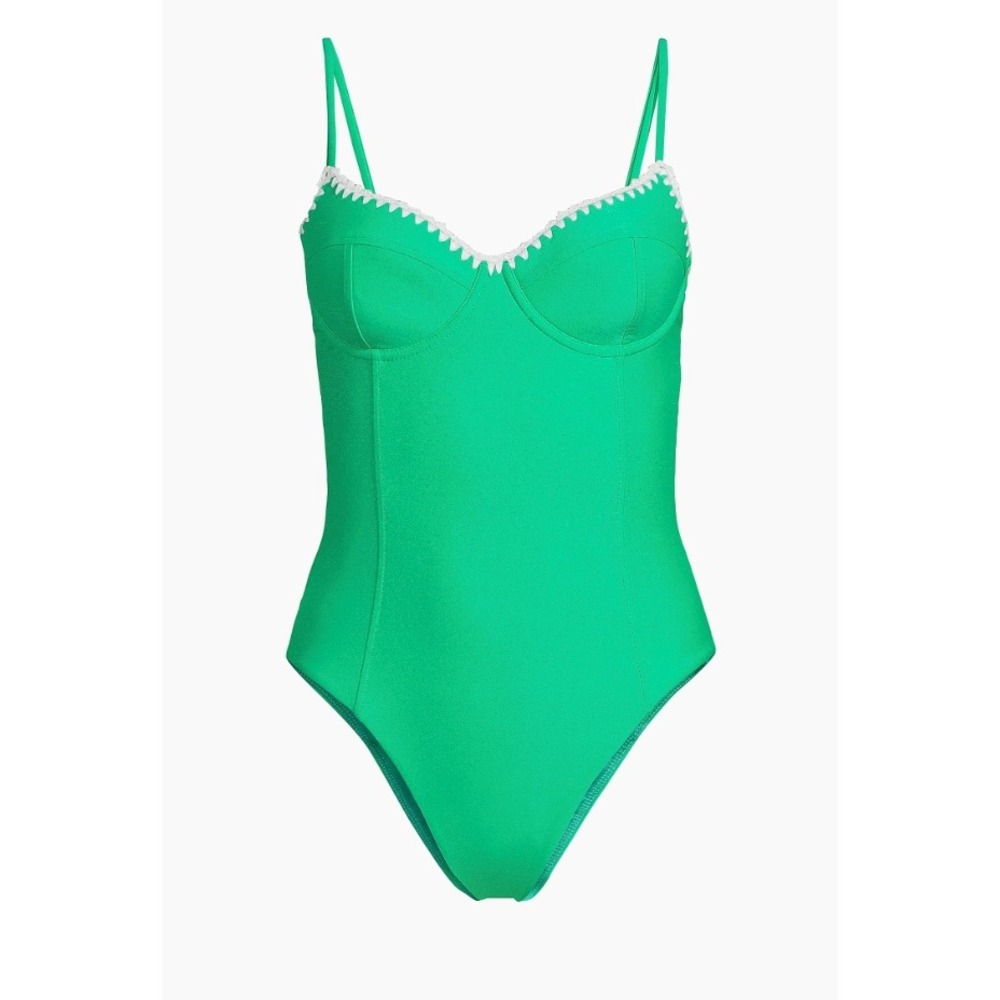 RAMY BROOK Addisyn One Piece Swimsuit Emerald Green Corset Style Medium NWT Boho